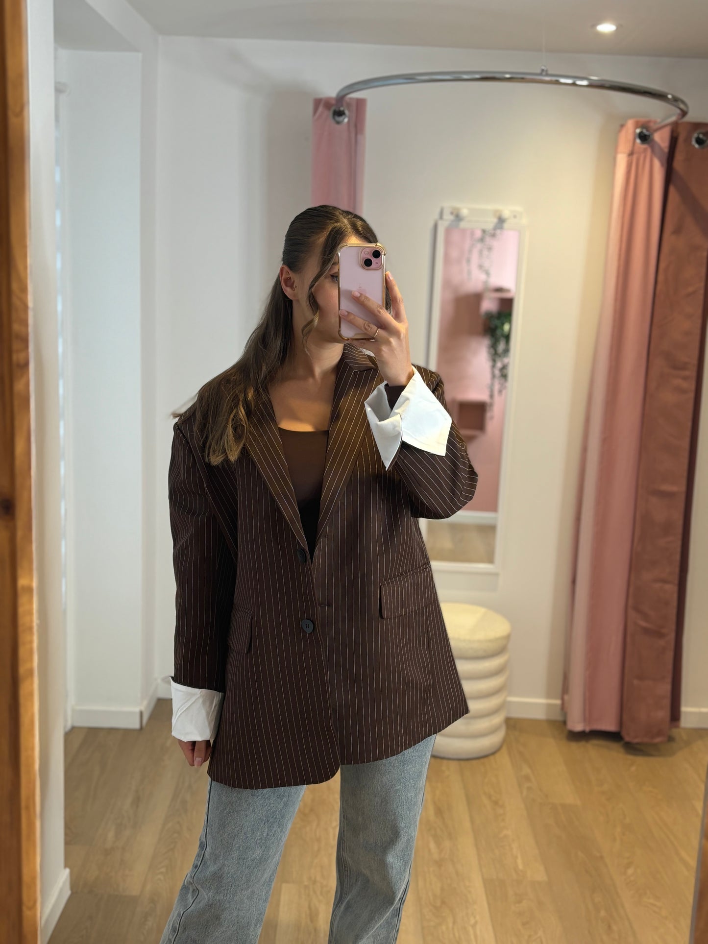 Blazer oversize retroussé marron