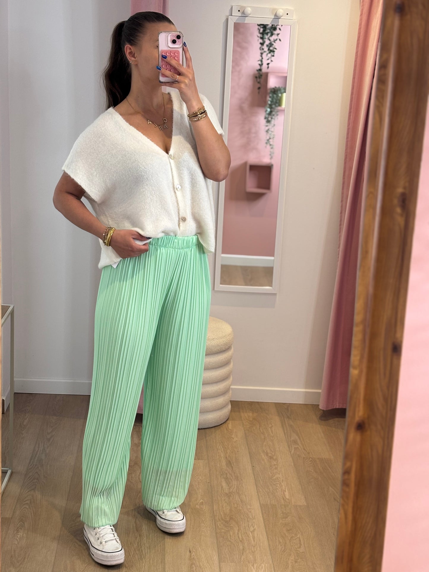 Pantalon Fluide Plissé - Vert d’eau