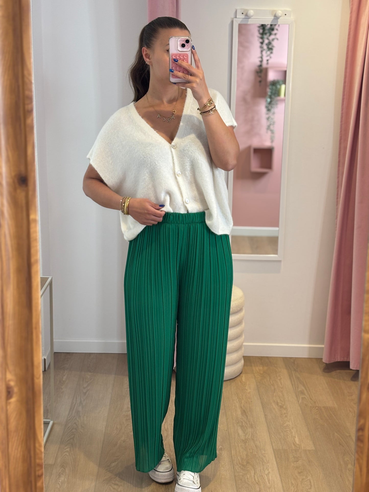Pantalon Fluide Plissé - Vert
