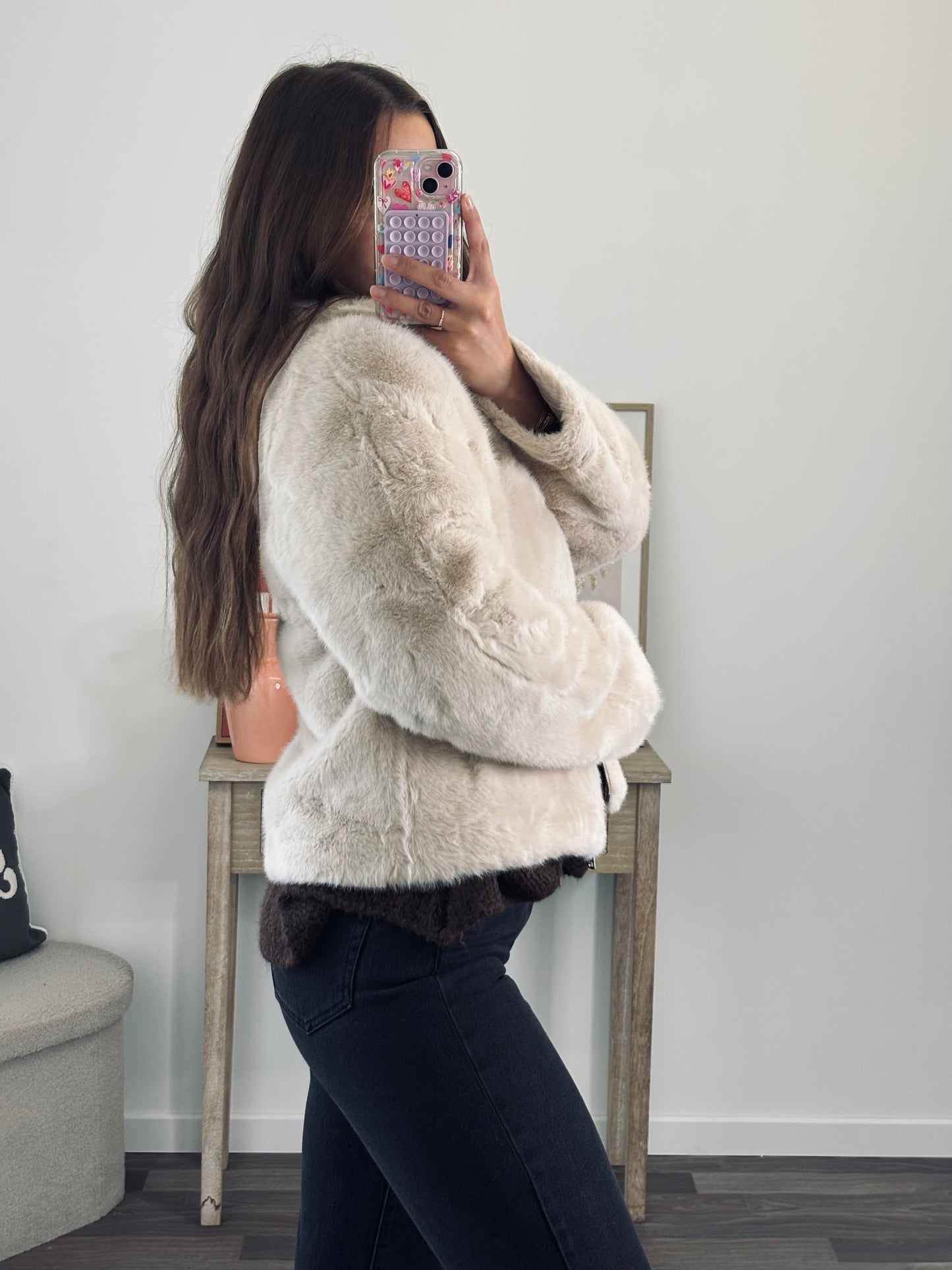 Veste en Fausse Fourrure - Beige