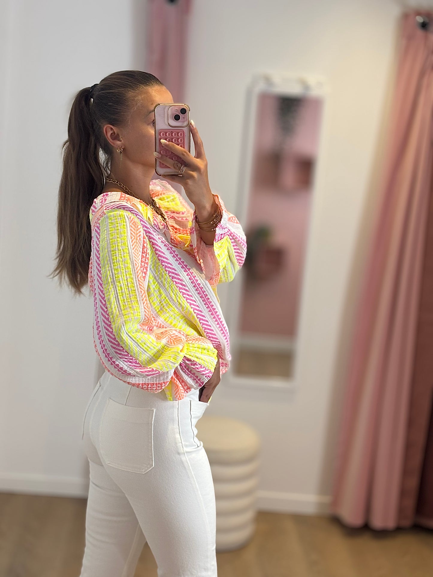 Blouse Fluide Imprimé Fluo