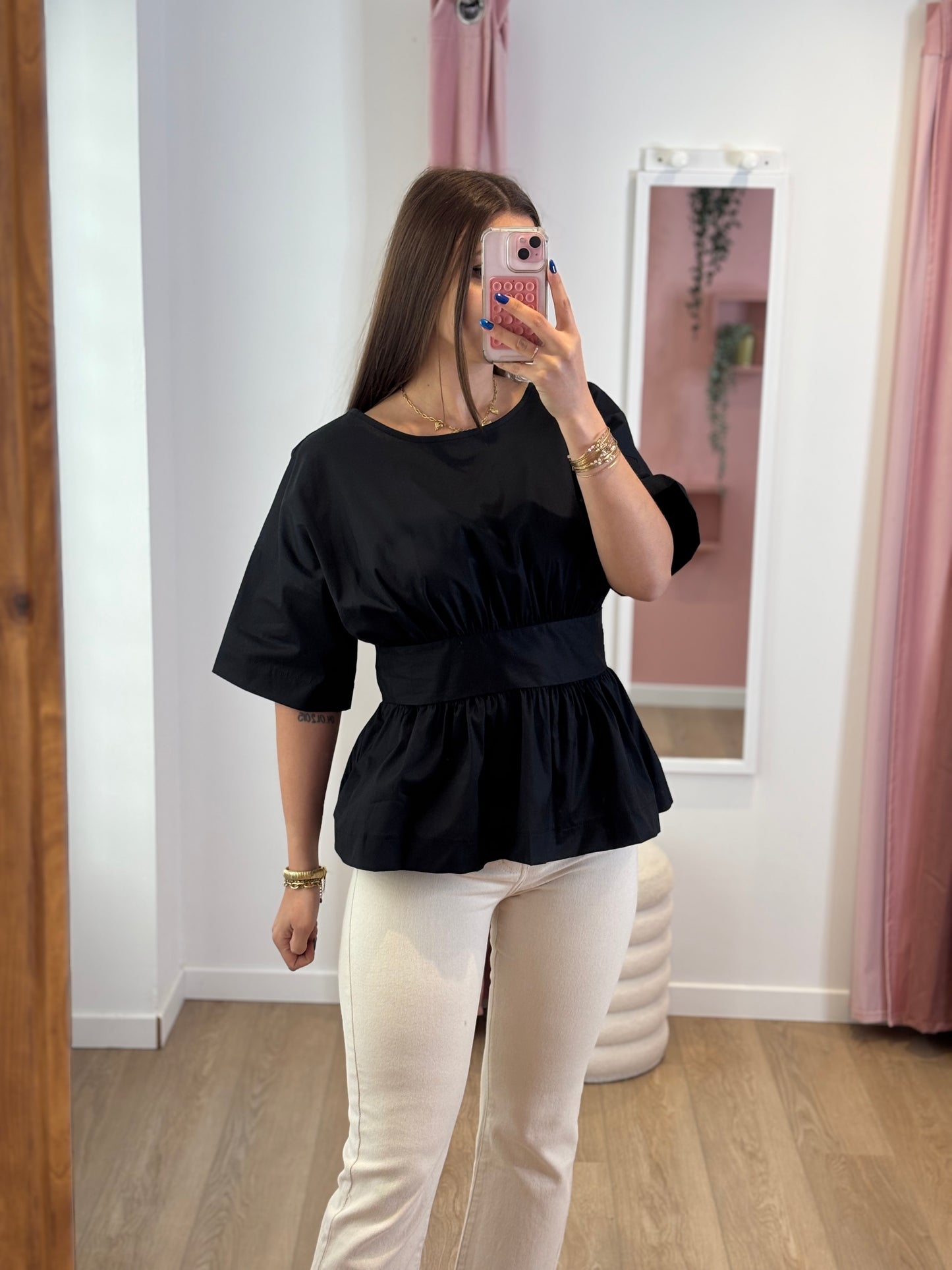 Blouse Dos Nu - Nœud dans le Dos Noir