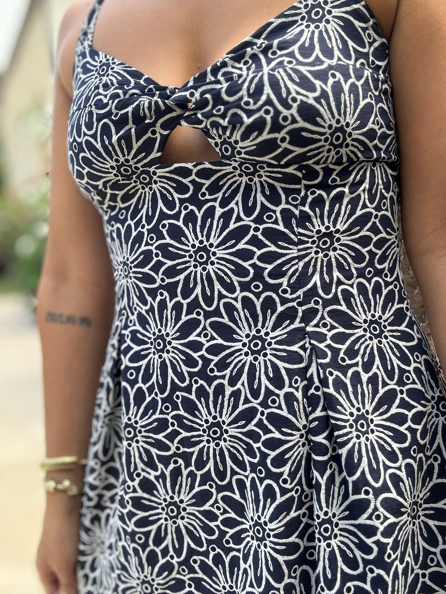 Robe Longue Fleurie - Bleu Marine
