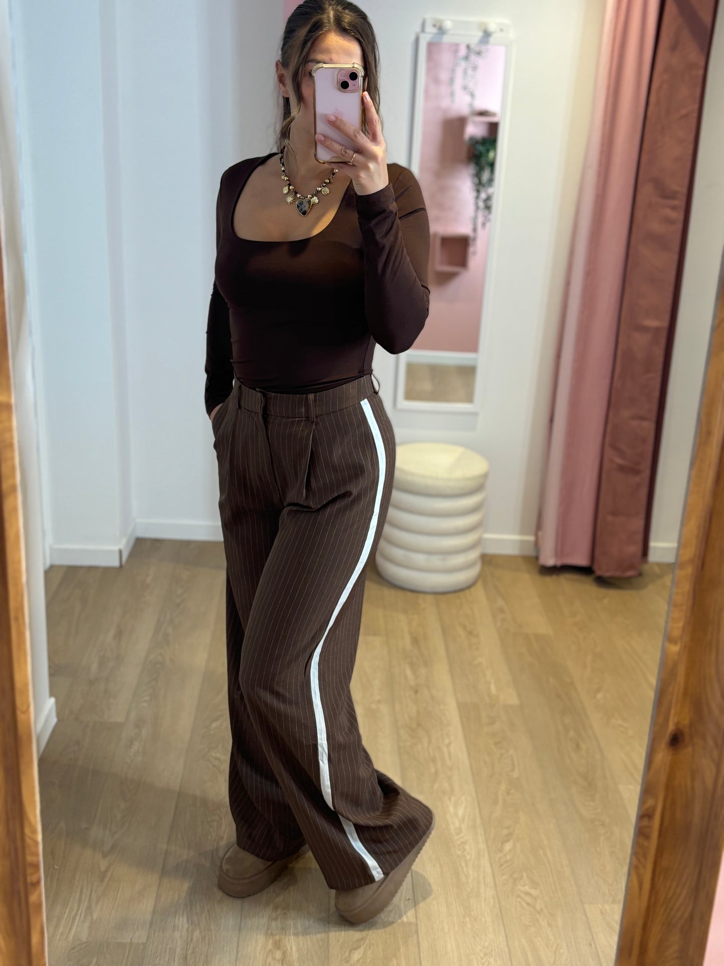 Pantalon rayure marron