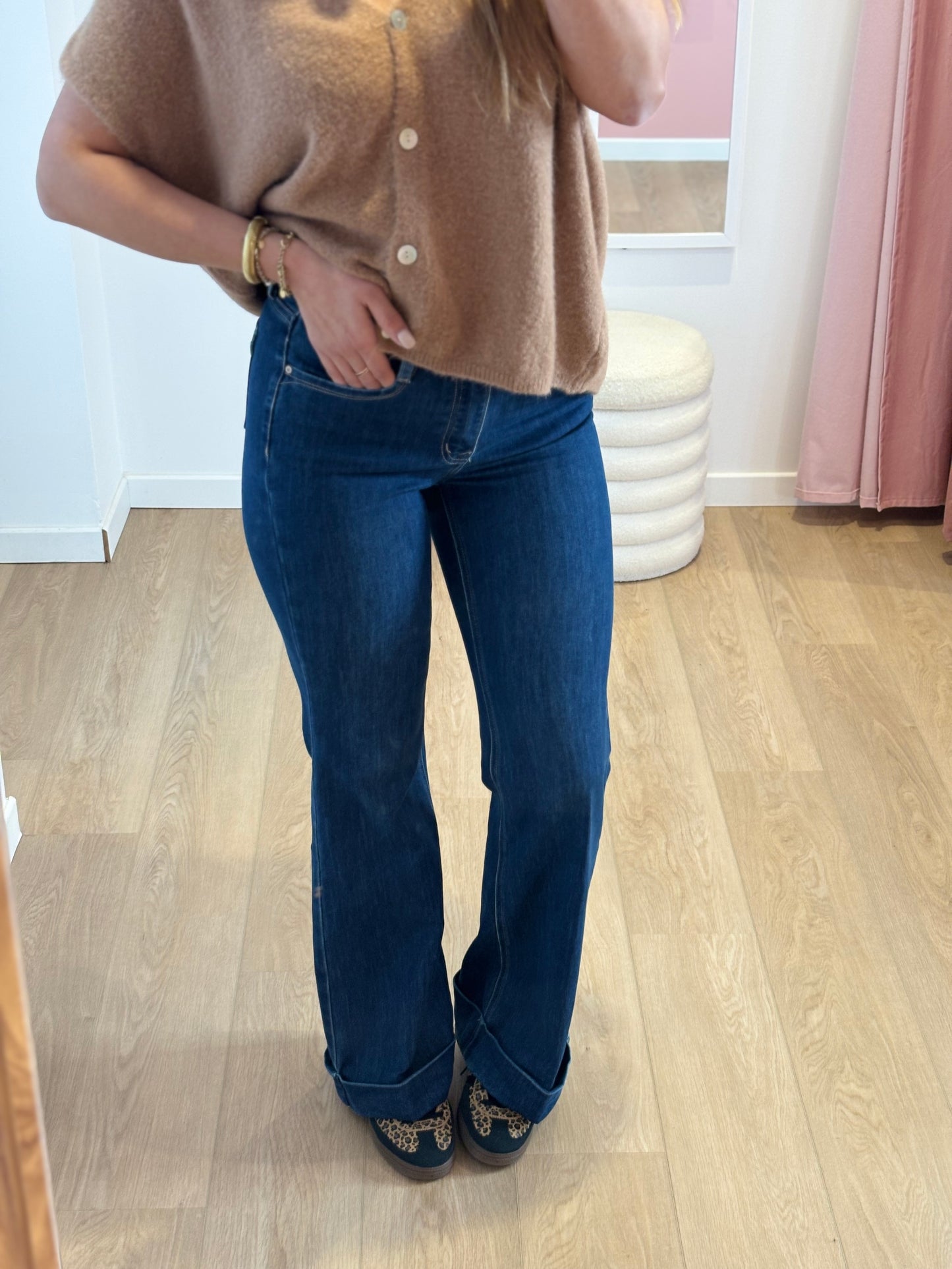 Jean Flare Denim avec Rebord
