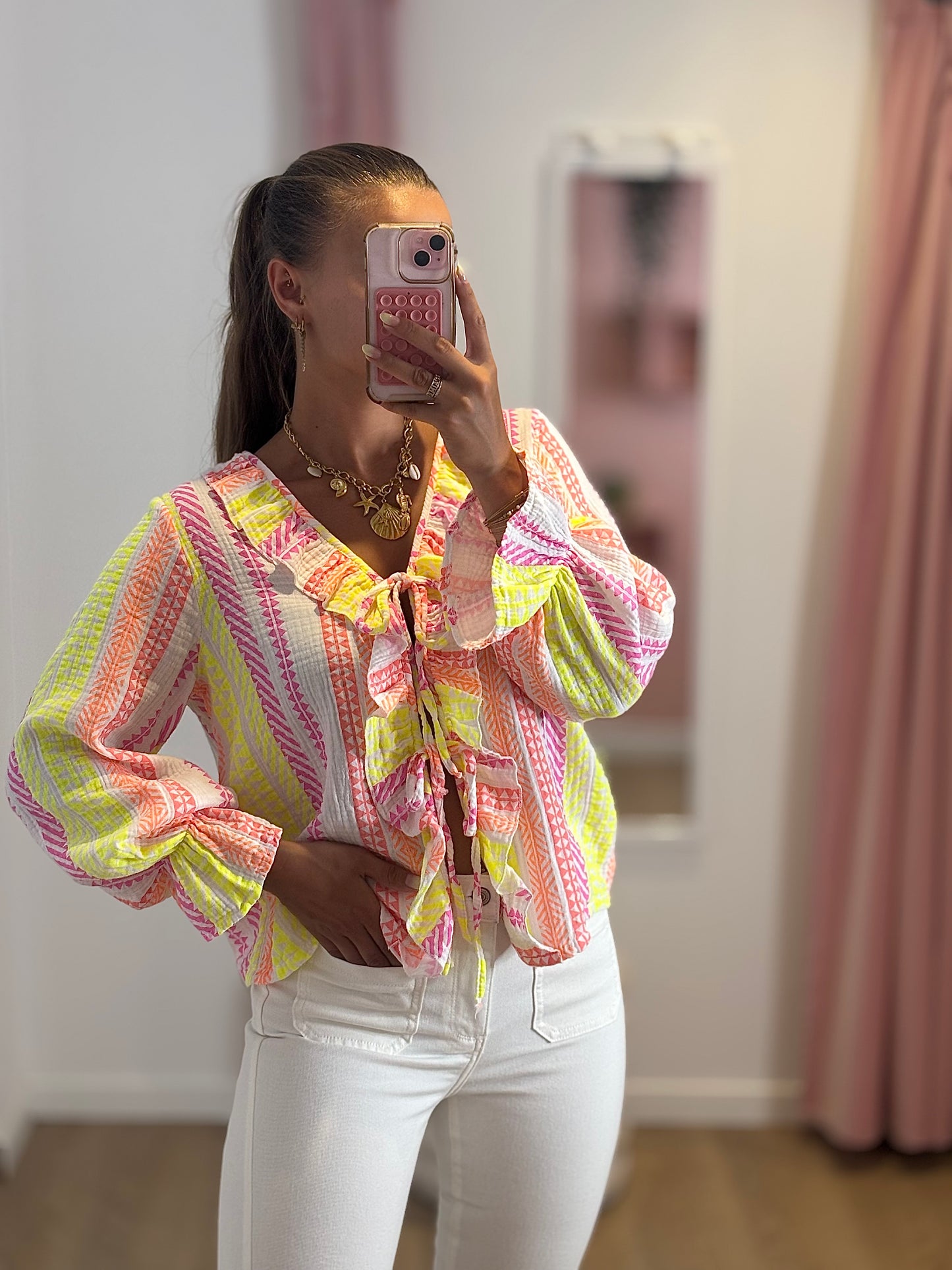 Blouse Fluide Imprimé Fluo
