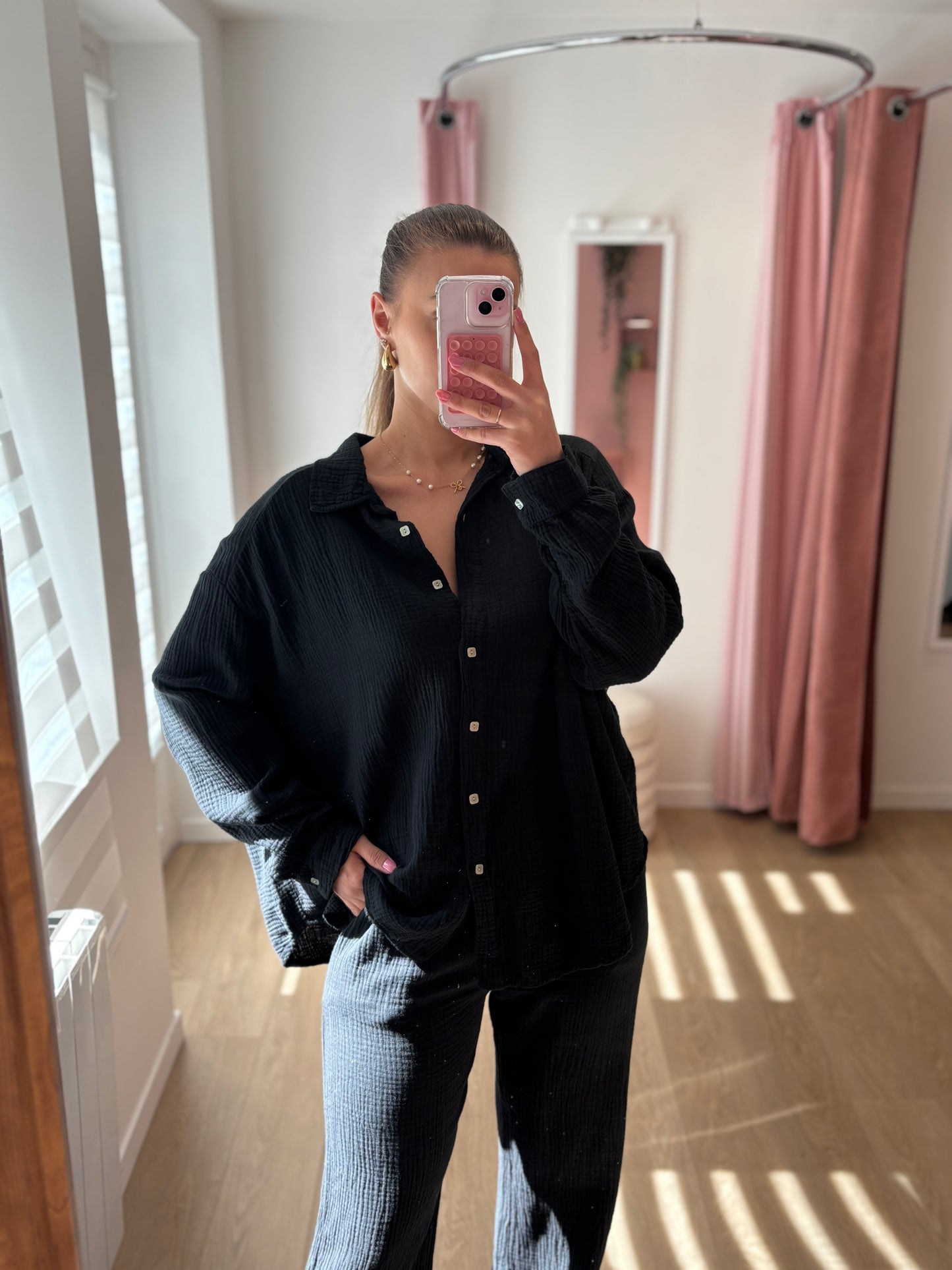Chemise en Gaze de Coton – Noir