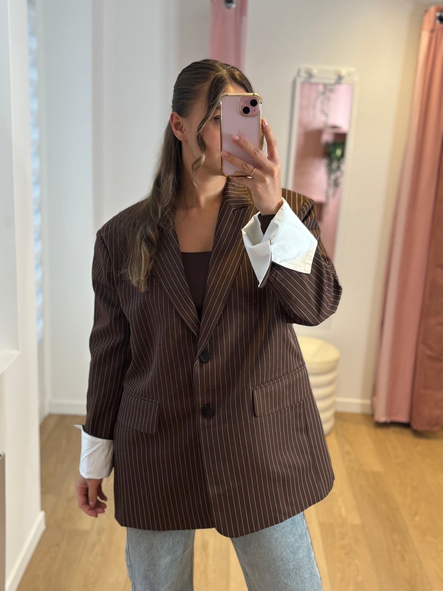Blazer oversize retroussé marron