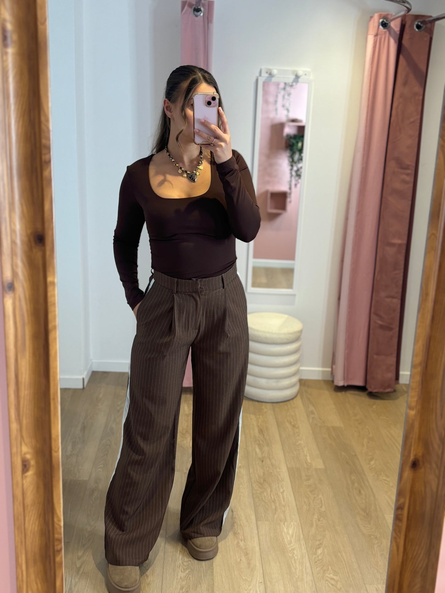 Pantalon rayure marron