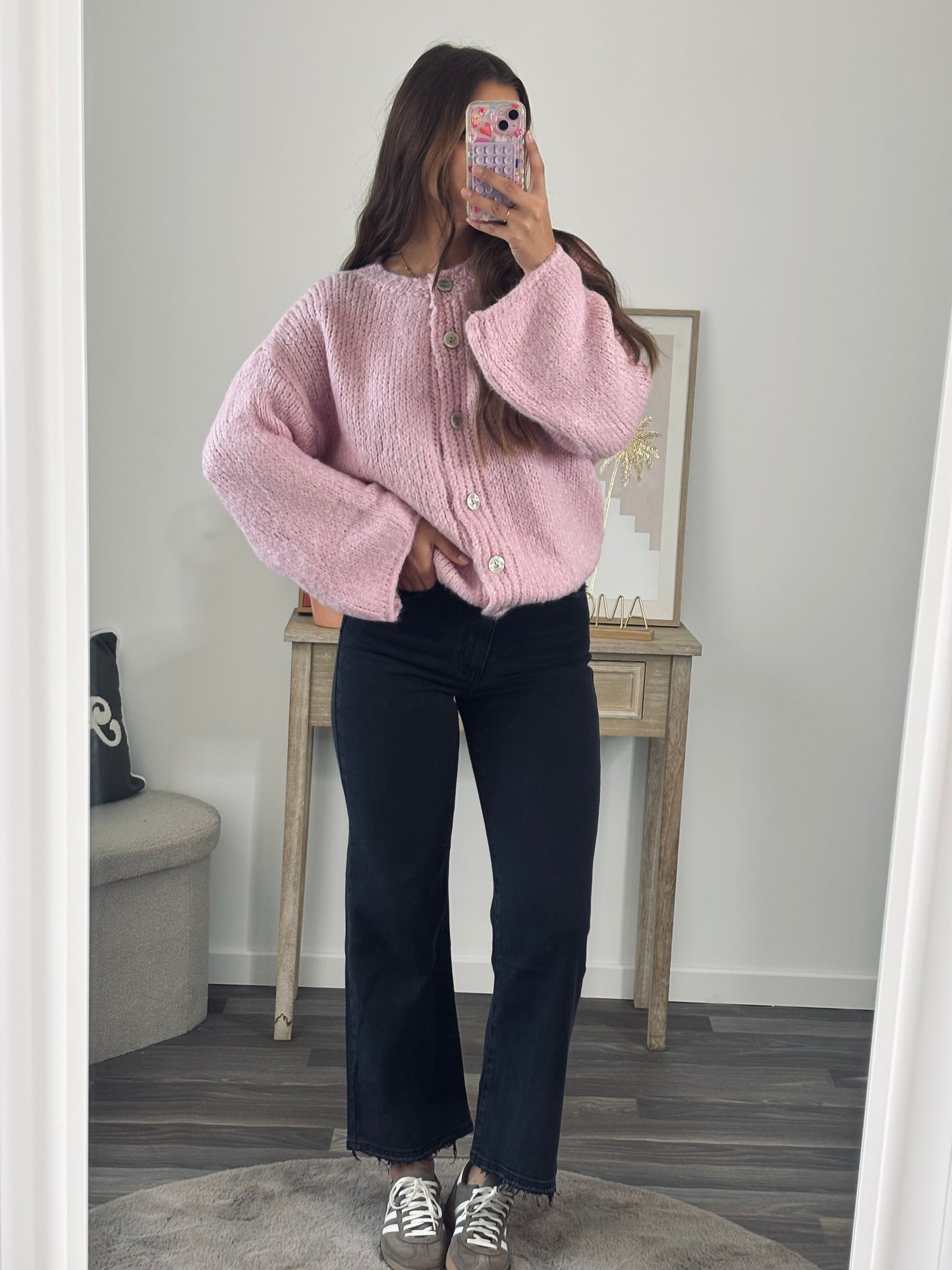 Gilet Boutons Nacrés - Rose