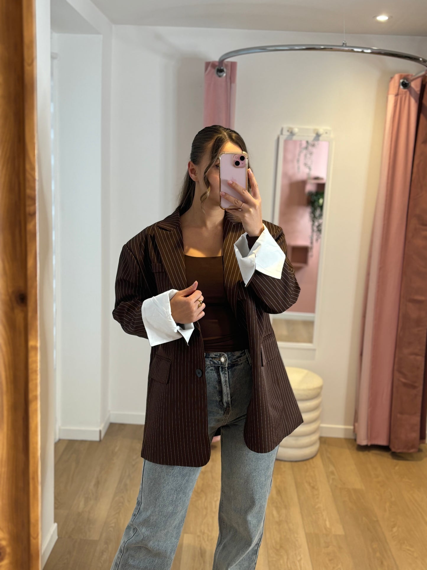 Blazer oversize retroussé marron