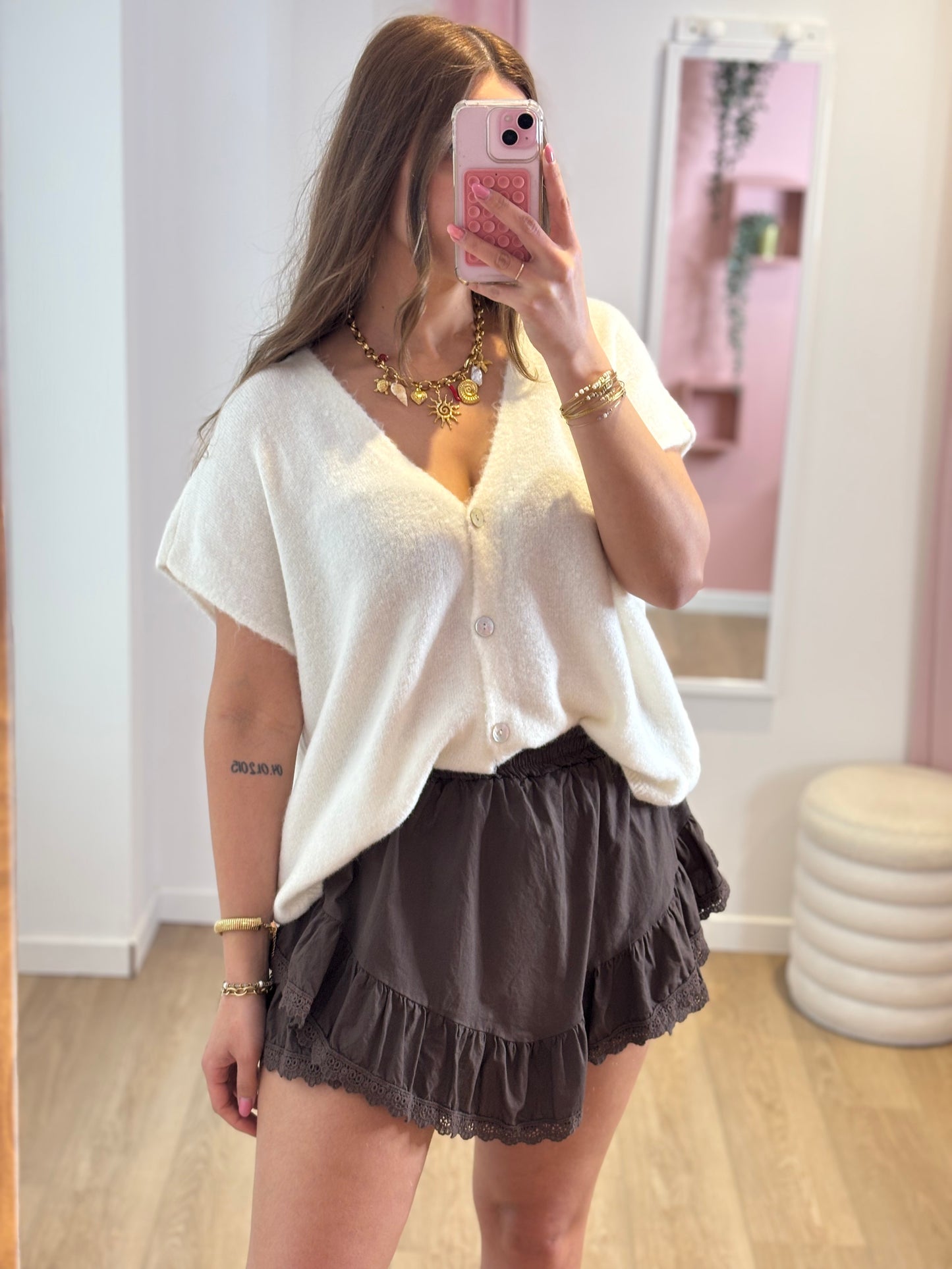 Jupe-short Brodée – chocolat