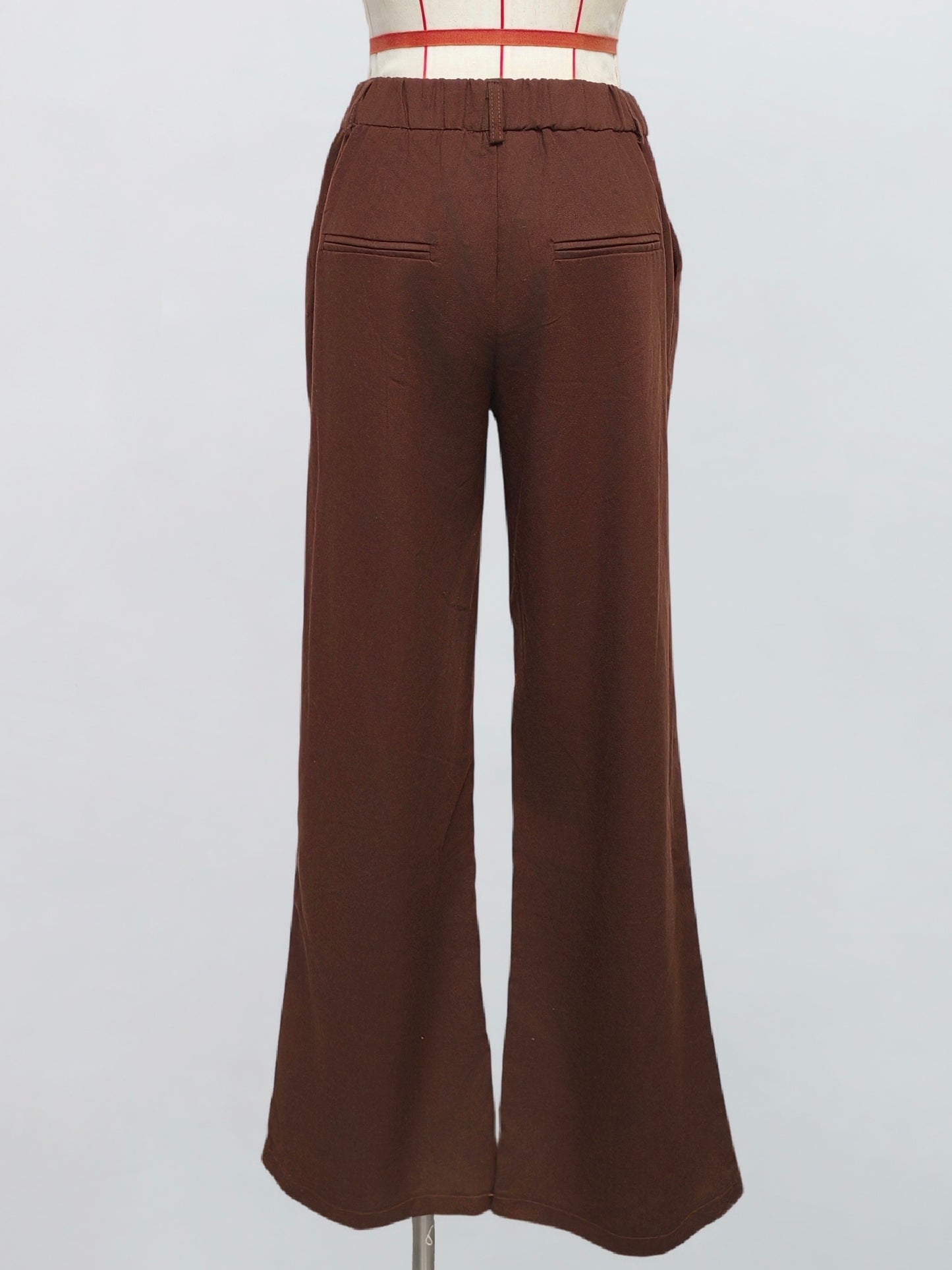 Pantalon Tailleur Effet Lin - Choco