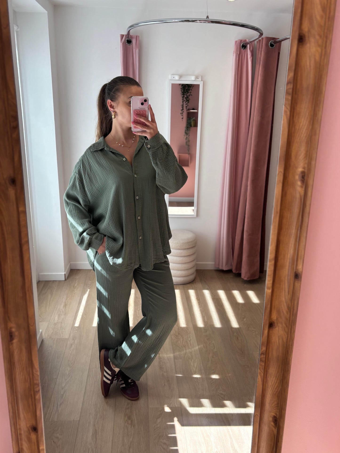 Pantalon en Gaze de Coton - Kaki
