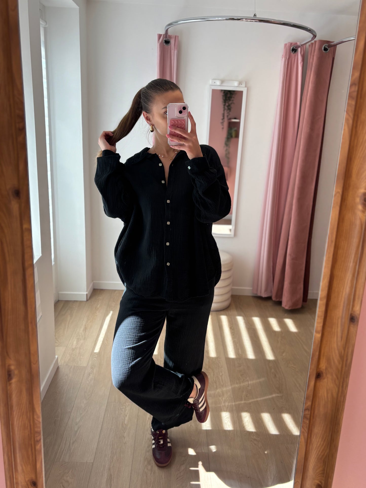 Pantalon en Gaze de Coton - Noir