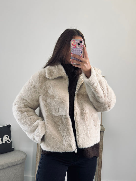 Veste en Fausse Fourrure - Beige