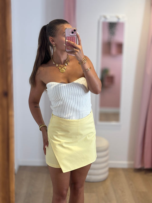 Top Bandeau Côtelé - Écru