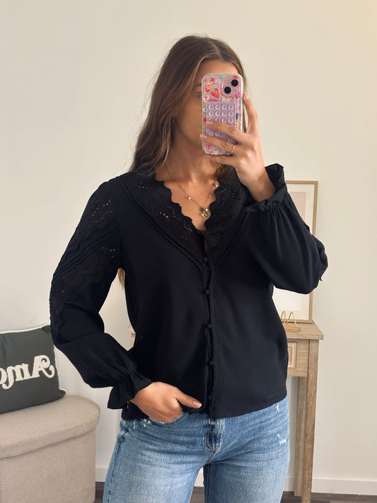Blouse Brodée - Noir