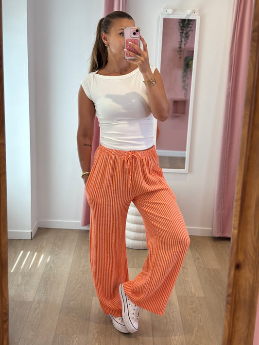 Pantalon Fluide à Rayure - Orange
