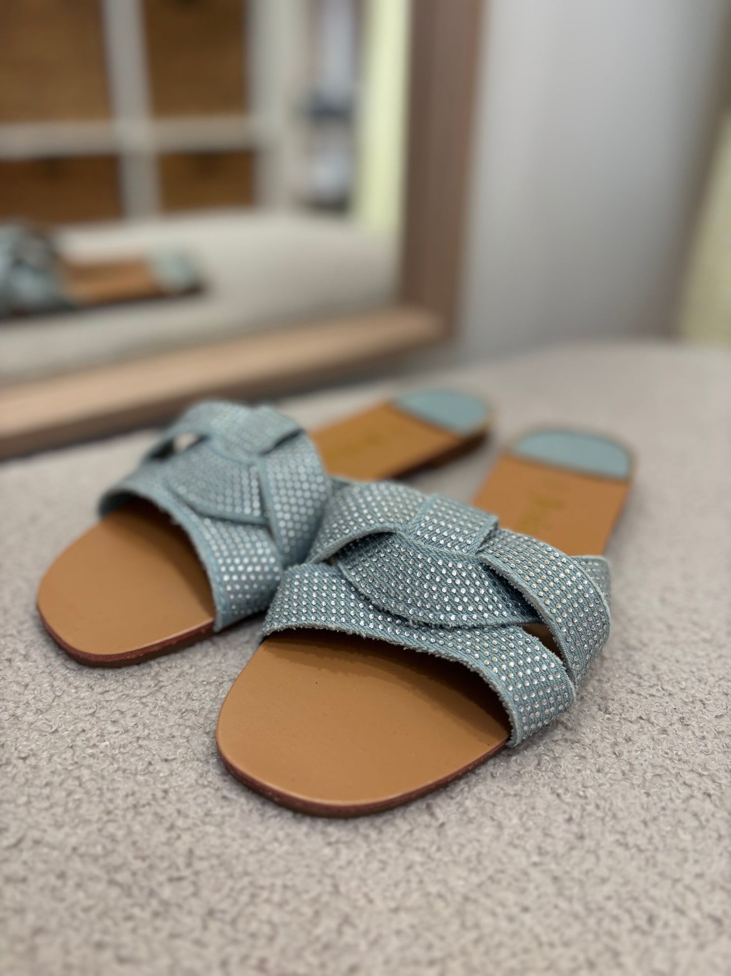 Claquettes plate denim