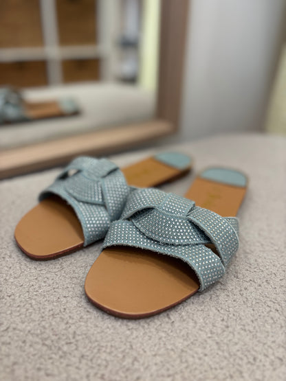 Claquettes plate denim