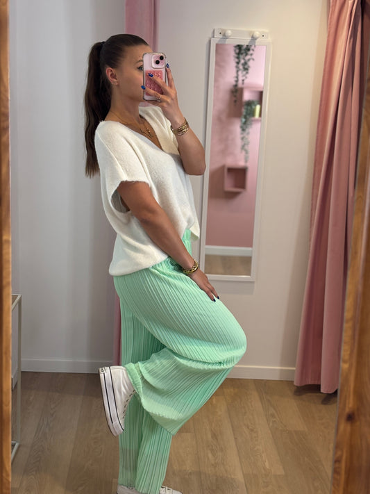Pantalon Fluide Plissé - Vert d’eau