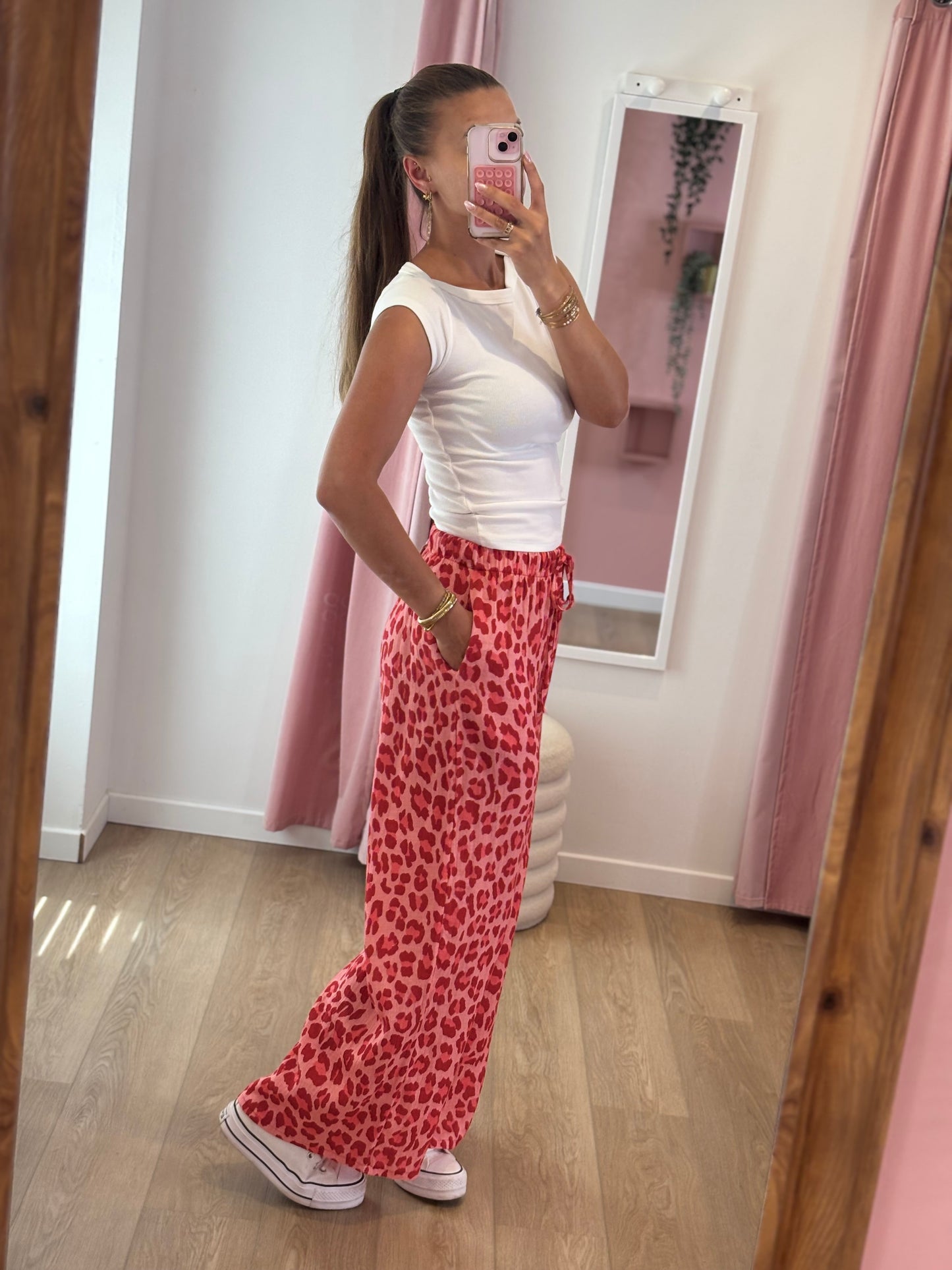 Pantalon Fluide Léopard - Rouge