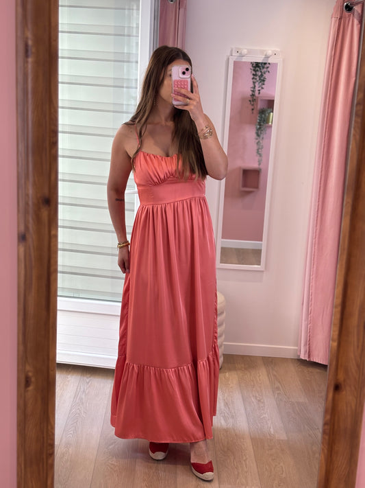 Robe Longue Dos Lacé - Saumon