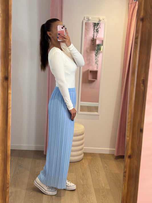 Pantalon Fluide Plissé - Bleu Clair