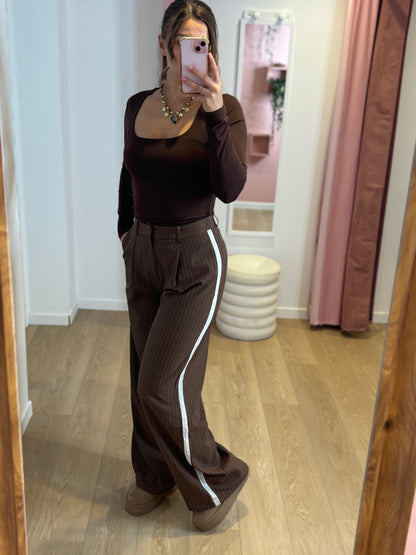 Pantalon rayure marron