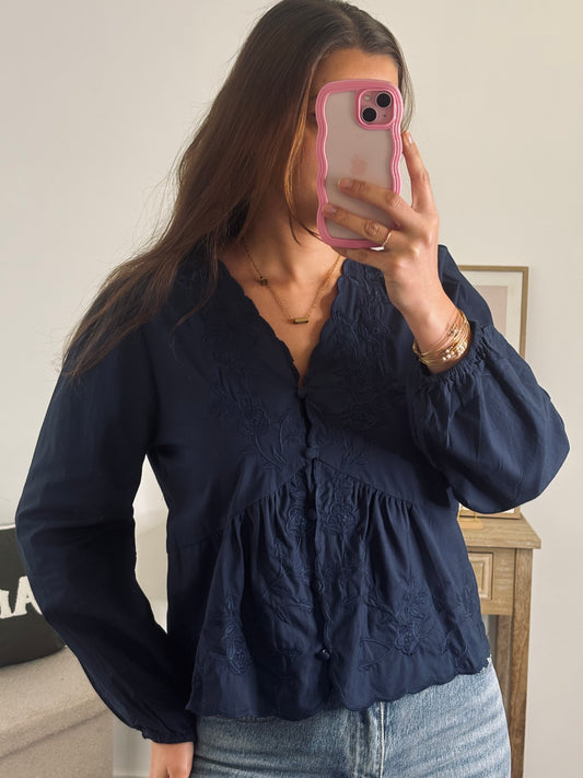 Blouse Détails Brodés - Marine