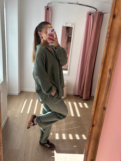 Pantalon en Gaze de Coton - Kaki