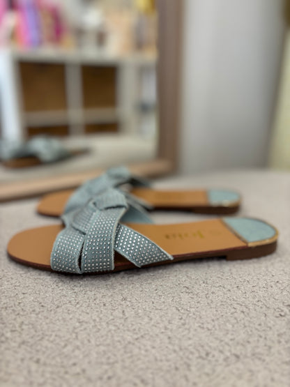 Claquettes plate denim