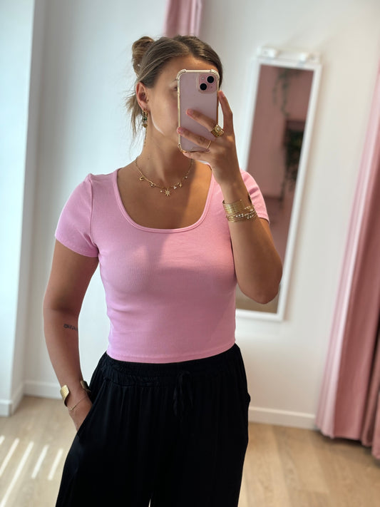 Tee-shirt crop rose