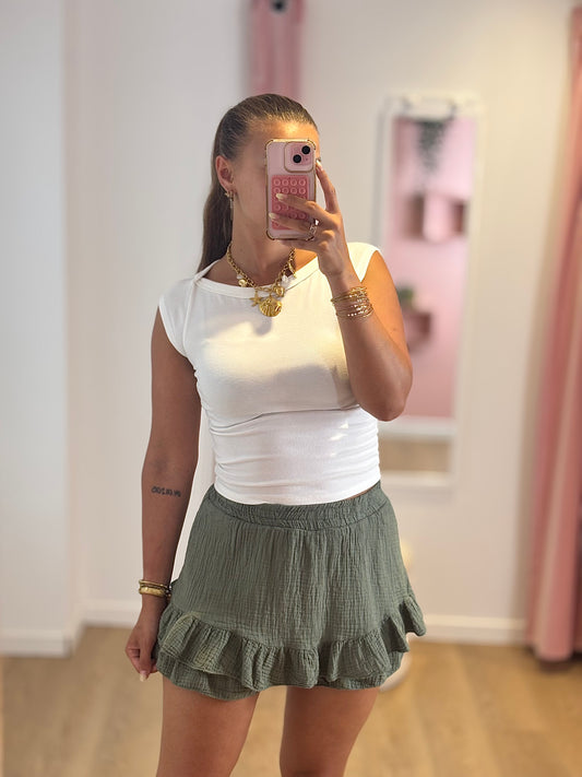 Jupe-Short Gaze de Coton - Kaki