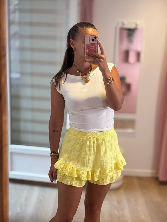 Jupe-Short Gaze de Coton - Jaune