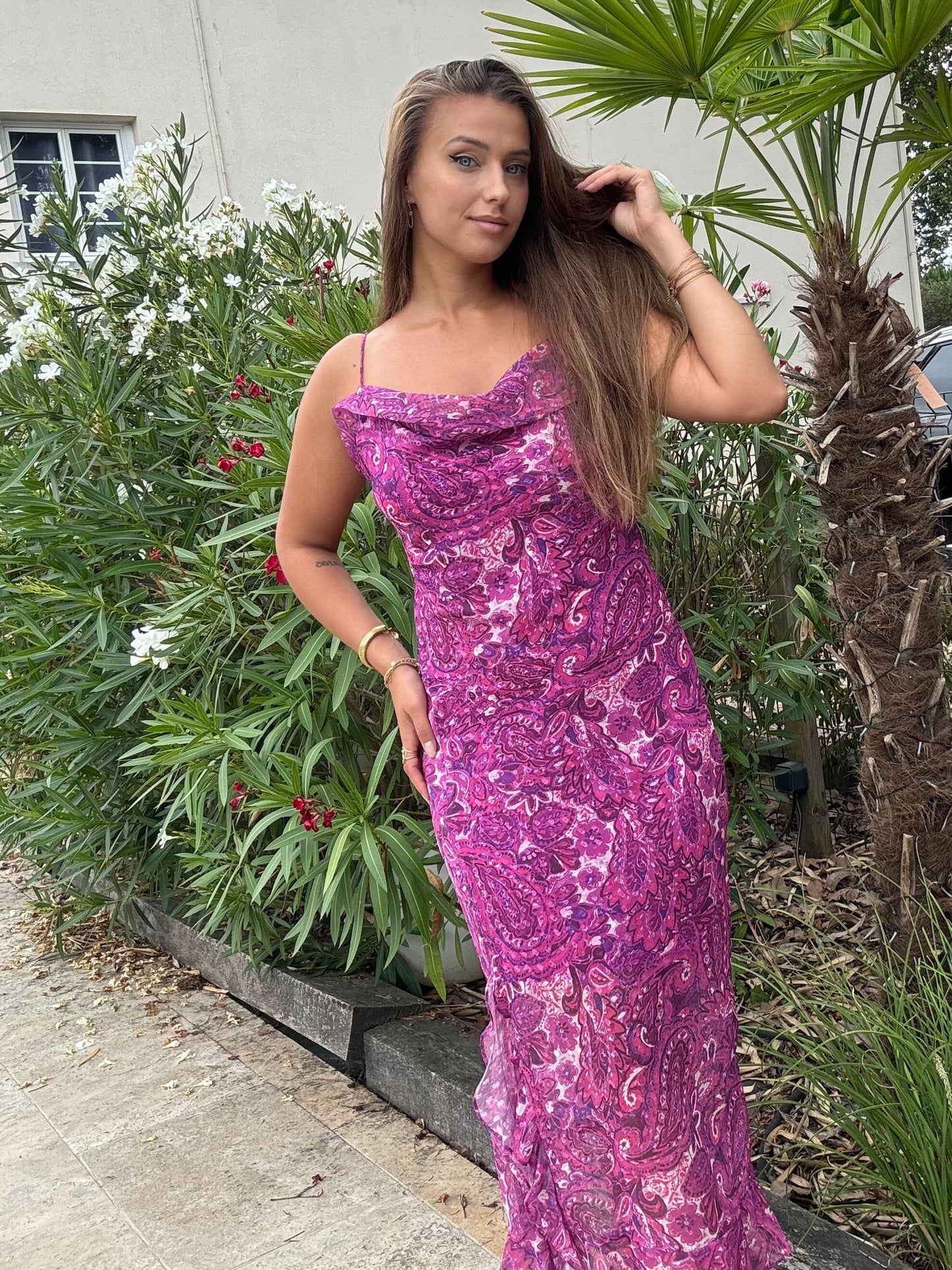 Robe Longue Imprimée - Dos Lacé