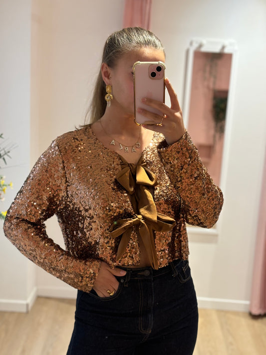 Top à sequins chocolat