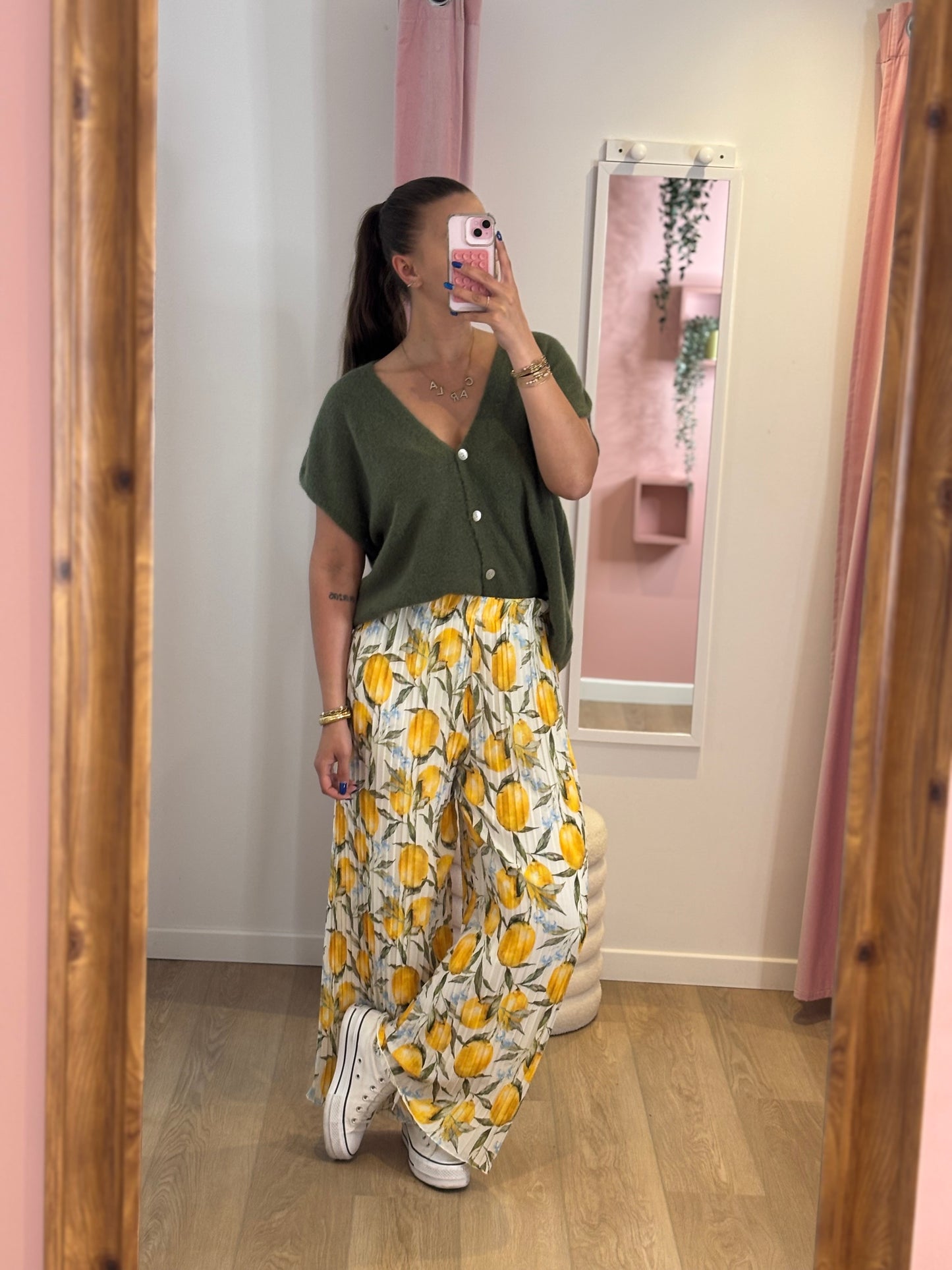 Pantalon Fluide Plissé - Citron