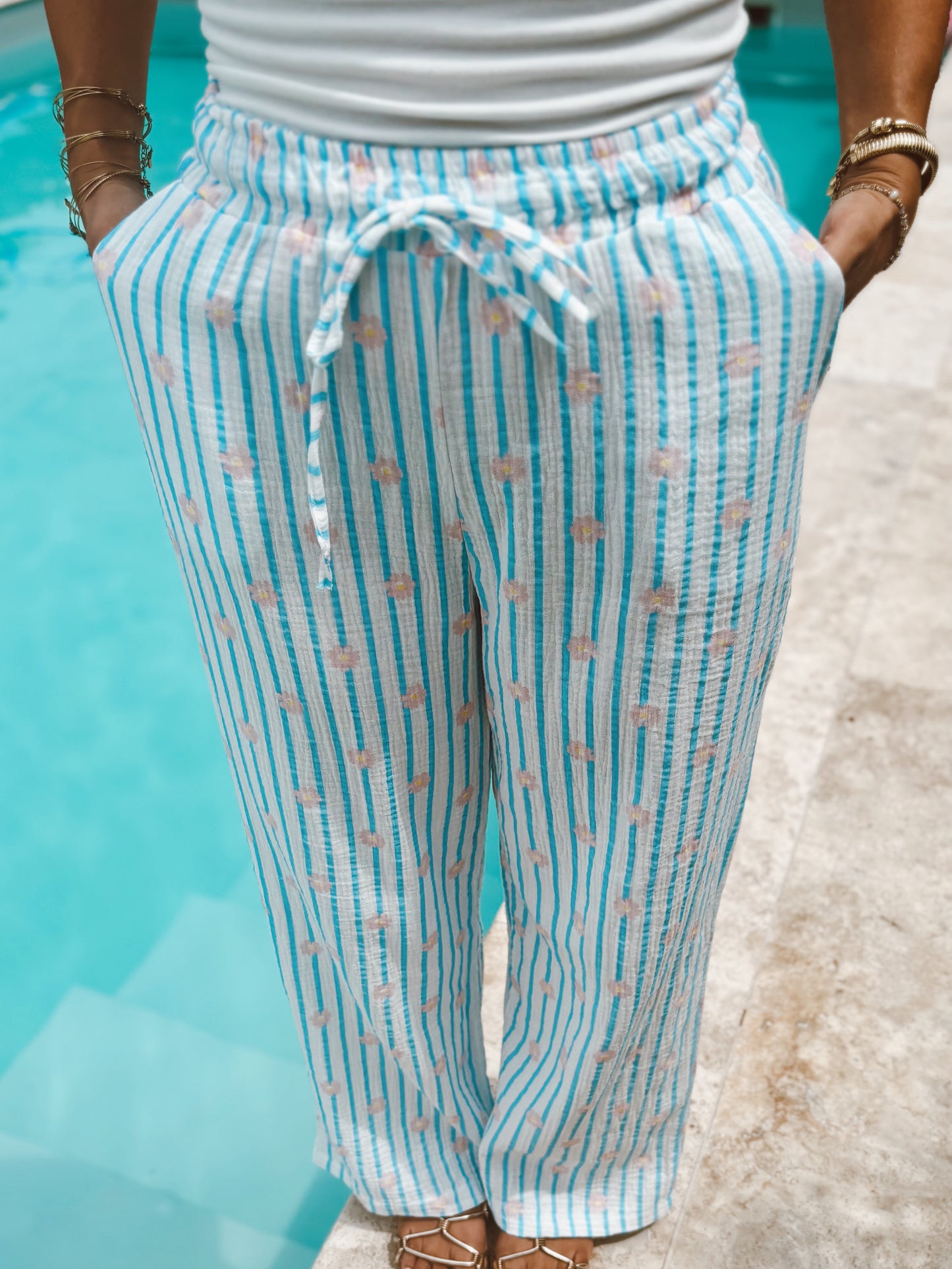 Pantalon Gaze de Coton - Fleuri