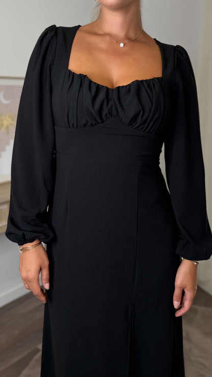 Robe Longue Fendue - Noir