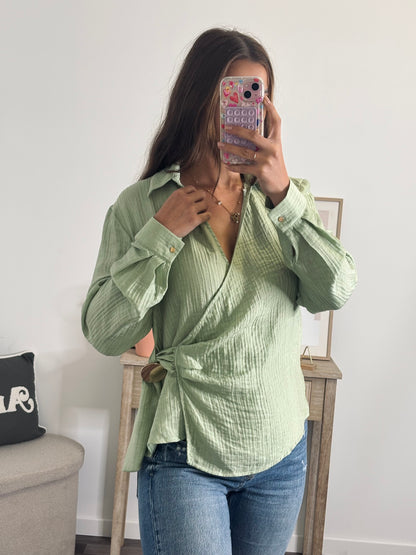 Blouse Cache-Cœur - Vert d’eau