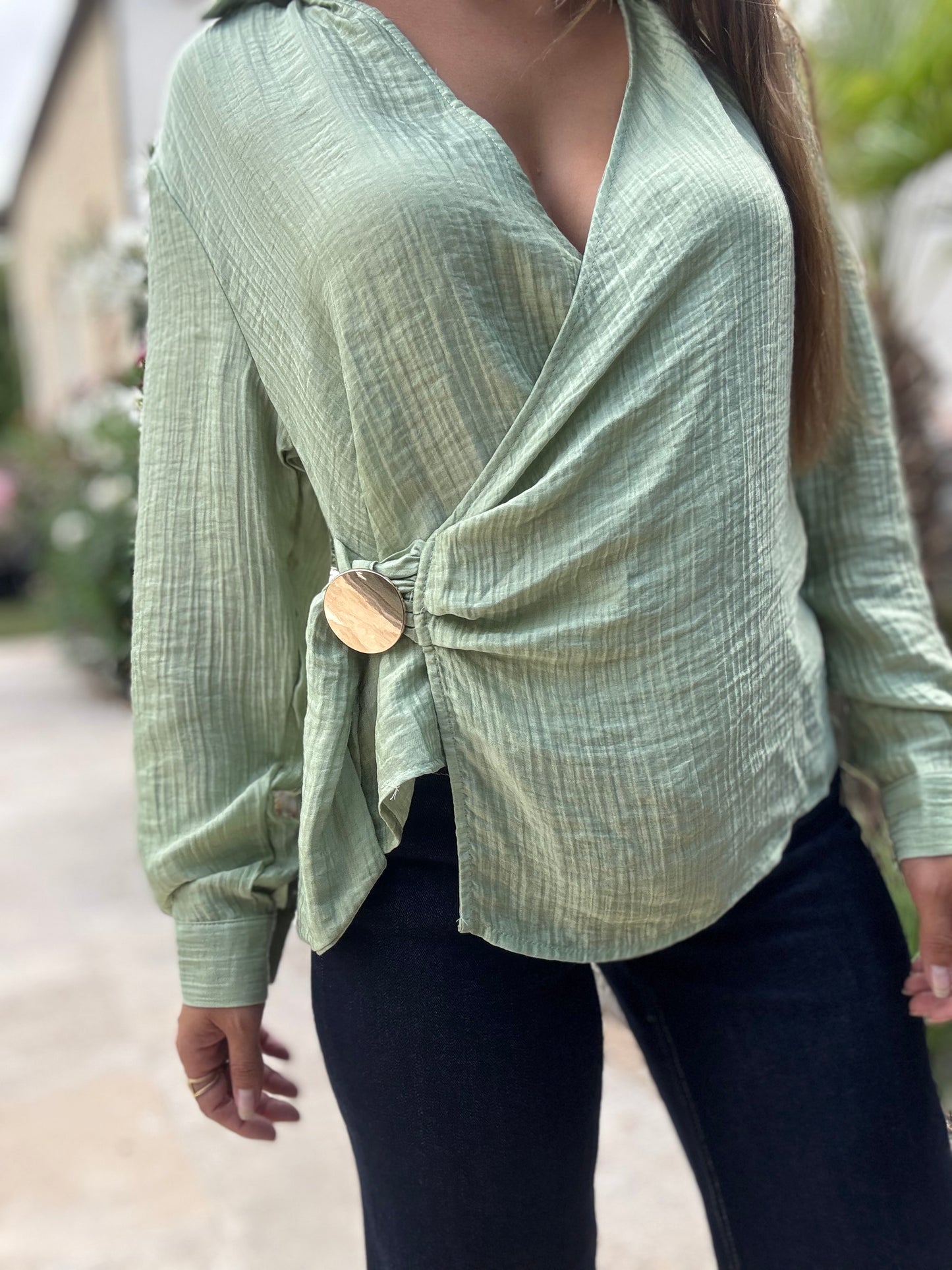 Blouse Cache-Cœur - Vert d’eau