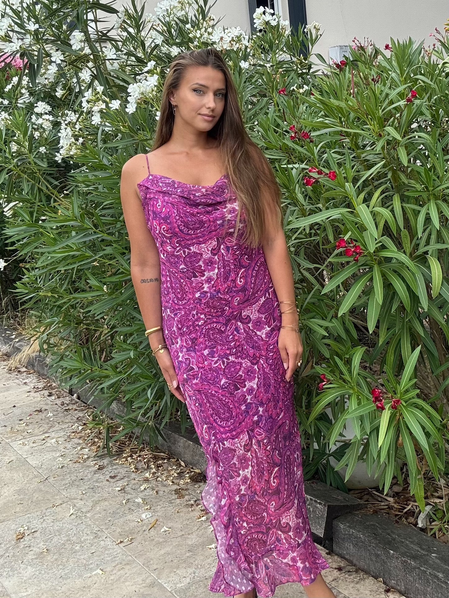 Robe Longue Imprimée - Dos Lacé