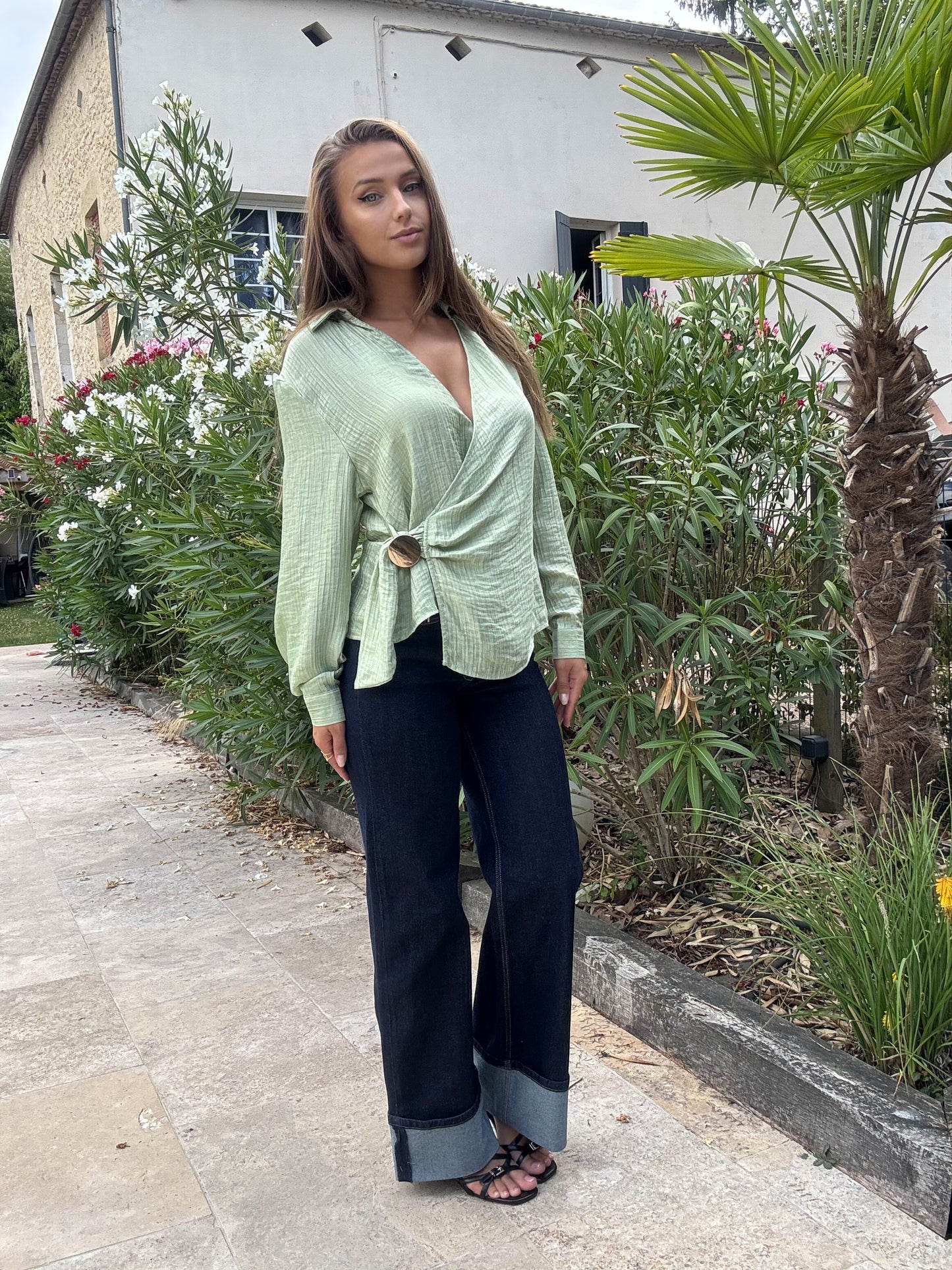 Blouse Cache-Cœur - Vert d’eau