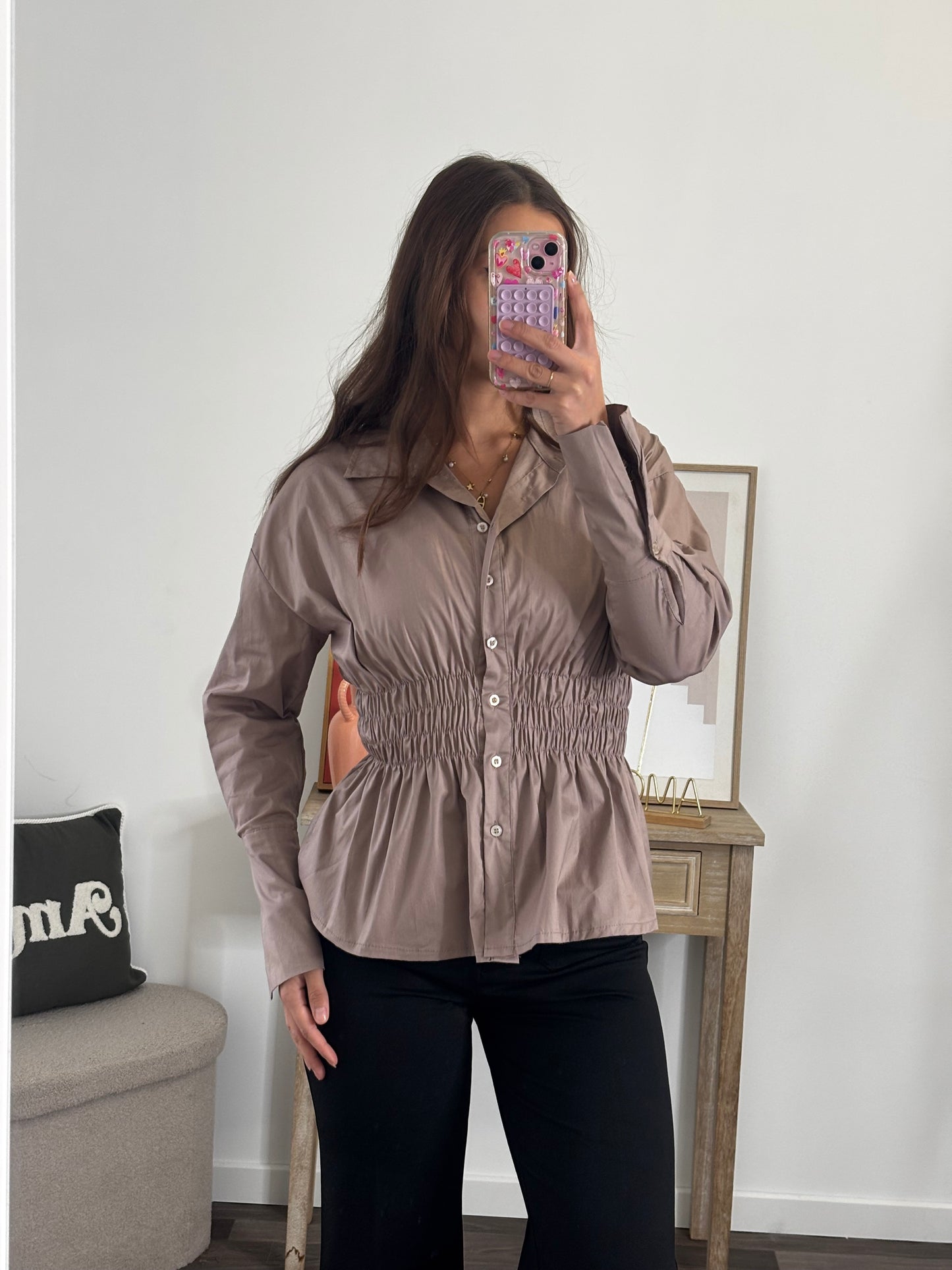 Chemise Smocké À La Taille - Champagne