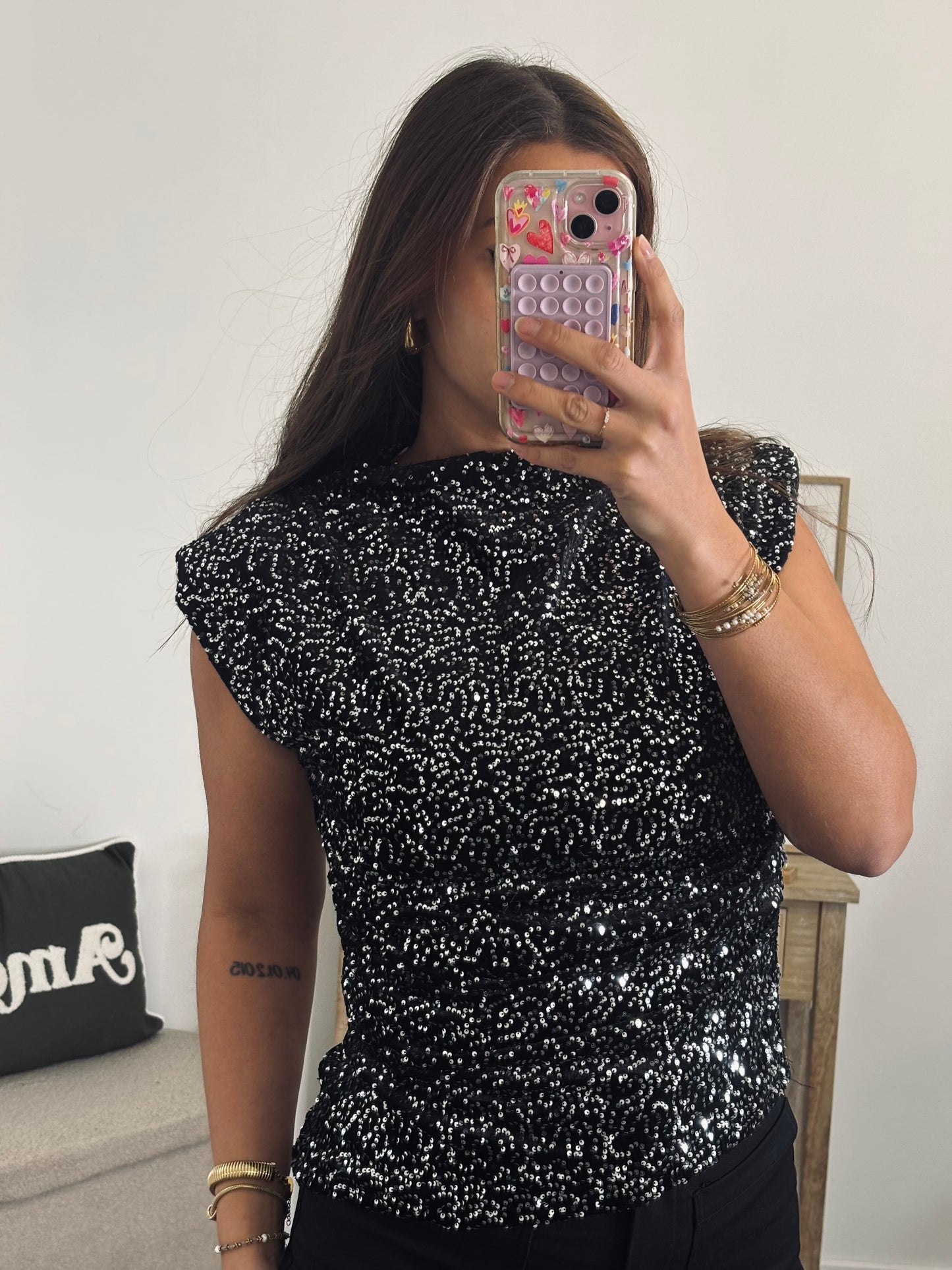 Tee-Shirt à Fronces  - Argenté