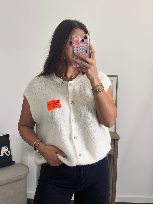 Gilet Sans Manche à Inscription - Blanc