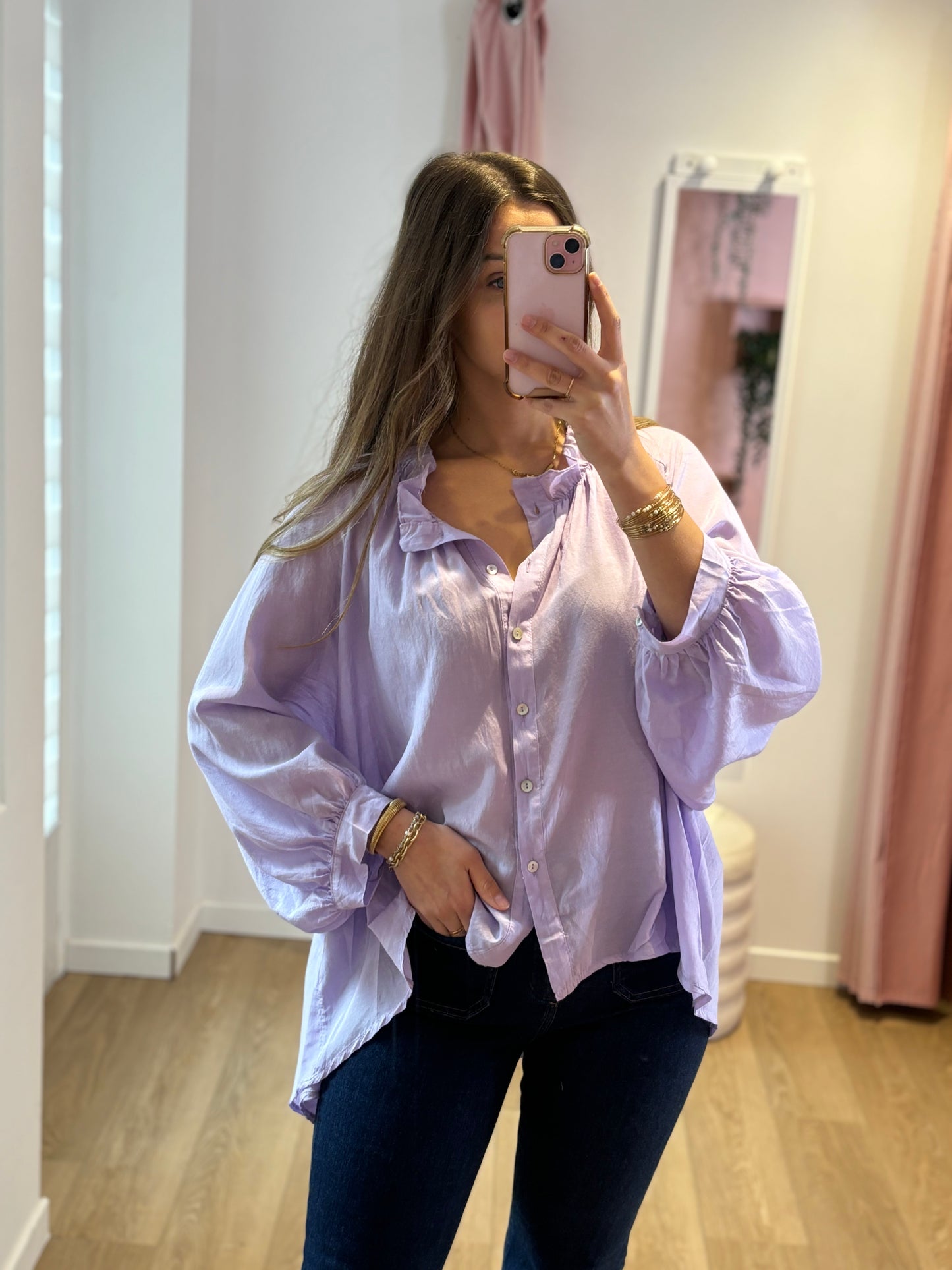 Chemise Soie & Voile de Coton lila