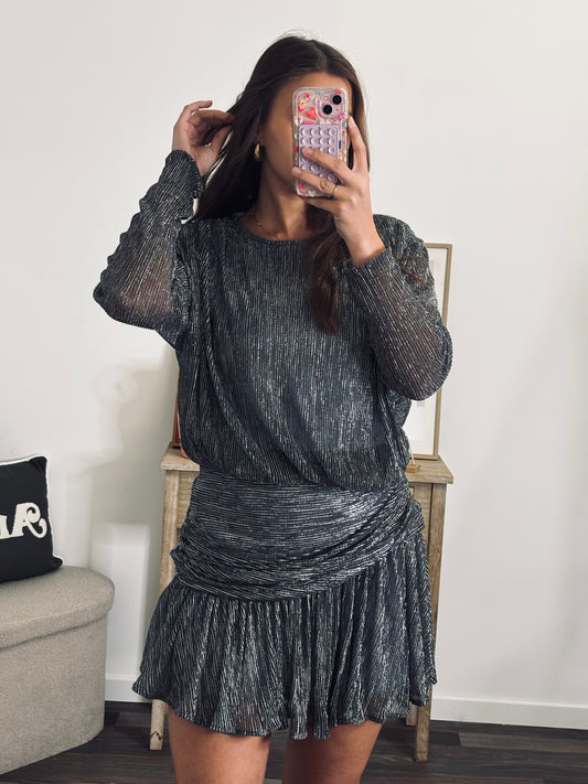 Robe Courte Drapée - Argenté